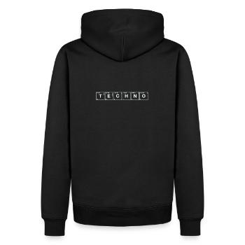 Techno - Männer Premium Bio Hoodie - Schwarz - Hinten - Nico (187cm)