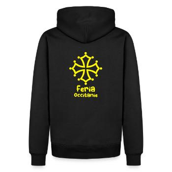 Feria Occitanie - Sweat à capuche Premium bio Homme - noir - Dos - Nico (187cm)