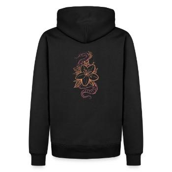Composition style snake and floral tattoo - Men’s Premium Organic Hoodie - black - Back - Nico (187cm)