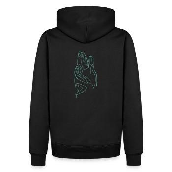 Wolfs Kopf eine Linie - Männer Premium Bio Hoodie - Schwarz - Hinten - Nico (187cm)