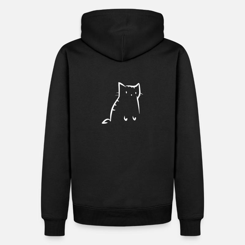 Dessin chat mignon line art - Sweat à capuche Premium bio Homme - noir