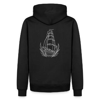 Boot und traditionelle weiße Blumen - Männer Premium Bio Hoodie - Schwarz - Hinten - Nico (187cm)
