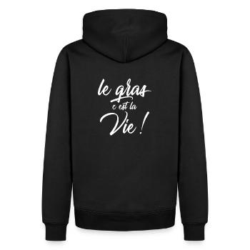 Le gras c'est la vie ! - Sweat à capuche Premium bio Homme - noir - Dos - Nico (187cm)