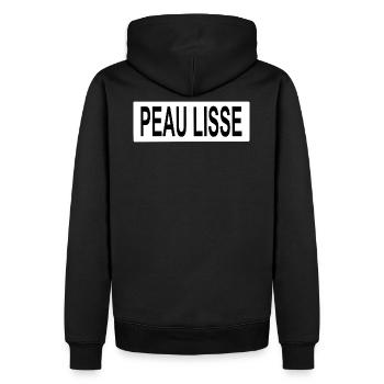 Glatte Haut - Schrift - Männer Premium Bio Hoodie - Schwarz - Hinten - Nico (187cm)
