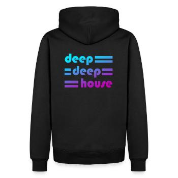 Deep Deep House - OSKR Design - Männer Premium Bio Hoodie - Schwarz - Hinten - Nico (187cm)