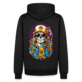 Zucker Schädel - Männer Premium Bio Hoodie - Schwarz - Hinten - Nico (187cm)