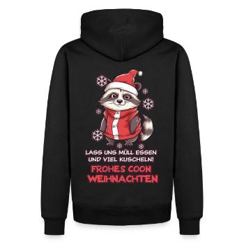 Lass Uns Müll Essen Und Kuscheln - Männer Premium Bio Hoodie - Schwarz - Hinten - Nico (187cm)