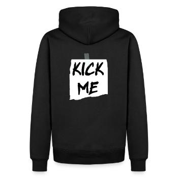 Kick Me Note Zurück - Männer Premium Bio Hoodie - Schwarz - Hinten - Nico (187cm)