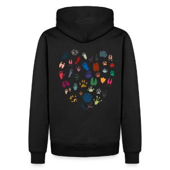 Tierisches Herz - Männer Premium Bio Hoodie - Schwarz - Hinten - Nico (187cm)