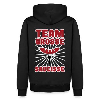 team grosse grosse saucisse | barbecue | beauf - Sweat à capuche Premium bio Homme - noir - Dos - Nico (187cm)