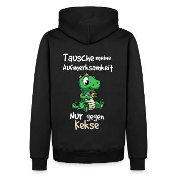 Kleines Krokodil Spruch Design - Männer Premium Bio Hoodie - Schwarz - Hinten - Nico (187cm)