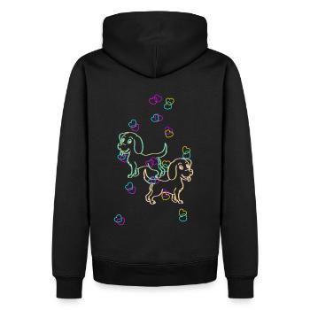 Hunde farbenfroh Retro bunt Kinder Baby Haustiere - Männer Premium Bio Hoodie - Schwarz - Hinten - Nico (187cm)