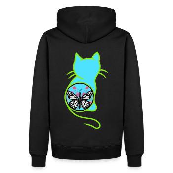 Vintage rétro printemps chat papillon des années 80 - Sweat à capuche Premium bio Homme - noir - Dos - Nico (187cm)