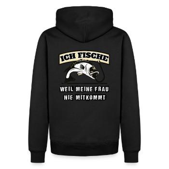 Ich fische... ohne meine Frau - Männer Premium Bio Hoodie - Schwarz - Hinten - Nico (187cm)