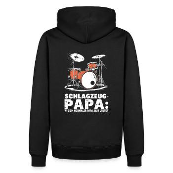 Schlagzeug Papa Schlagzeuger Schlagzeugspieler - Männer Premium Bio Hoodie - Schwarz - Hinten - Nico (187cm)