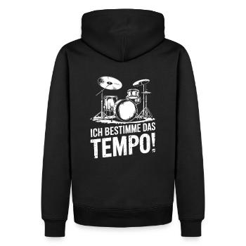 Schlagzeug Drummer Schlagzeuger Schlagzeugspieler - Männer Premium Bio Hoodie - Schwarz - Hinten - Nico (187cm)