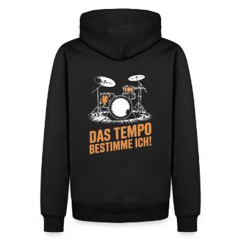 Schlagzeug Schlagzeuger Drummer Schlagzeugspieler - Männer Premium Bio Hoodie - Schwarz - Hinten - Nico (187cm)