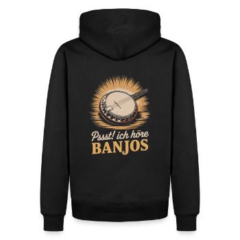 Bluegrass Banjo Spieler Musik Saiteninstrument - Männer Premium Bio Hoodie - Schwarz - Hinten - Nico (187cm)