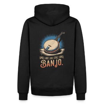 Bluegrass Musik Banjo Spieler Saiteninstrument - Männer Premium Bio Hoodie - Schwarz - Hinten - Nico (187cm)
