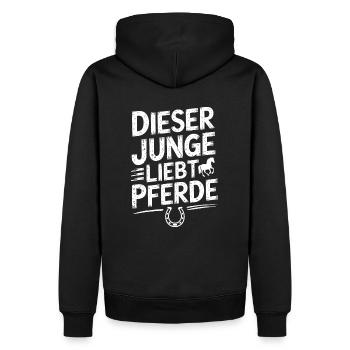 Reiten Reiterin Pferde Jungen Pferdeliebhaber - Männer Premium Bio Hoodie - Schwarz - Hinten - Nico (187cm)