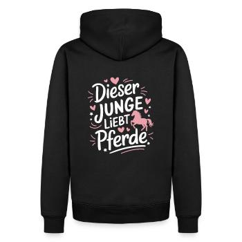 Reiten Reiterin Pferde Jungen Pferdeliebhaber - Männer Premium Bio Hoodie - Schwarz - Hinten - Nico (187cm)