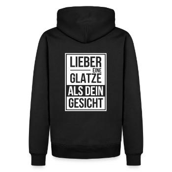 Frisur Glatze Haarausfall, Glatzenträger - Männer Premium Bio Hoodie - Schwarz - Hinten - Nico (187cm)