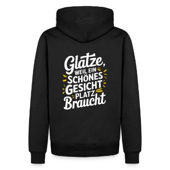 Frisur Glatze Haarausfall, Lustiges Glatzenträger - Männer Premium Bio Hoodie - Schwarz - Hinten - Nico (187cm)