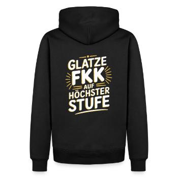 Glatze Frisur Haarausfall, Lustiges Glatzenträger - Männer Premium Bio Hoodie - Schwarz - Hinten - Nico (187cm)
