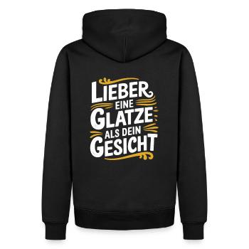 Glatze Frisur Haarausfall, Glatzenträger - Männer Premium Bio Hoodie - Schwarz - Hinten - Nico (187cm)
