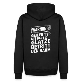 Glatze Frisur Haarausfall, Glatzenträger - Männer Premium Bio Hoodie - Schwarz - Hinten - Nico (187cm)