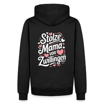 Zwillingsmama Zwillings Mutter Mama von Zwillingen - Männer Premium Bio Hoodie - Schwarz - Hinten - Nico (187cm)