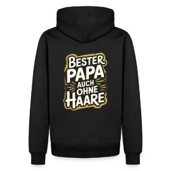 Frisur Glatze Haarausfall, Glatzenträger - Männer Premium Bio Hoodie - Schwarz - Hinten - Nico (187cm)