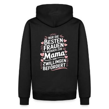 Zwillingsmama Zwillings Mutter, Mama von Zwillinge - Männer Premium Bio Hoodie - Schwarz - Hinten - Nico (187cm)