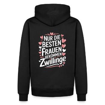 Mama von Zwillingen Zwillingsmama Zwillings Mutter - Männer Premium Bio Hoodie - Schwarz - Hinten - Nico (187cm)