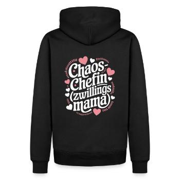 Chaos Chefin Zwillingsmama Mama von Zwillingen - Männer Premium Bio Hoodie - Schwarz - Hinten - Nico (187cm)
