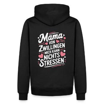 Zwillingsmama Mama von Zwillingen Zwillings Mutter - Männer Premium Bio Hoodie - Schwarz - Hinten - Nico (187cm)