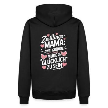 Zwillingsmama Zwillings Mutter, Mama von Zwillinge - Männer Premium Bio Hoodie - Schwarz - Hinten - Nico (187cm)