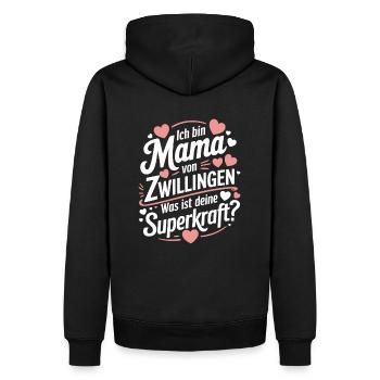 Zwillingsmama Zwillings Mutter, Mama von Zwillinge - Männer Premium Bio Hoodie - Schwarz - Hinten - Nico (187cm)