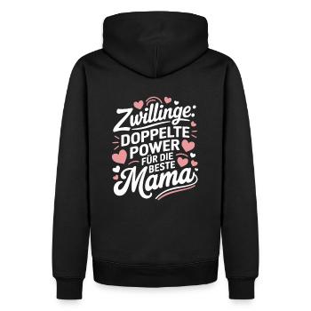 Zwillingsmutter Twin Mom Mama von Zwillingen - Männer Premium Bio Hoodie - Schwarz - Hinten - Nico (187cm)
