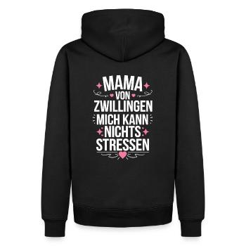 Zwillingsmama Mama von Zwillingen Zwillings Mutter - Männer Premium Bio Hoodie - Schwarz - Hinten - Nico (187cm)