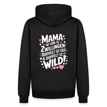 Mama von Zwillingen Zwillingsmama Zwillings Mutter - Männer Premium Bio Hoodie - Schwarz - Hinten - Nico (187cm)