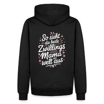 Zwillingsmama Zwillings Mutter Zwillinge Mama - Männer Premium Bio Hoodie - Schwarz - Hinten - Nico (187cm)