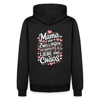 Mama von Zwillingen Zwillingsmama Zwillings Mutter - Männer Premium Bio Hoodie - Schwarz - Hinten - Nico (187cm)