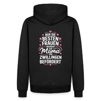 Zwillingsmama Zwillings Mutter, Mama von Zwillinge - Männer Premium Bio Hoodie - Schwarz - Hinten - Nico (187cm)