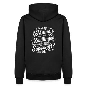 Zwillingsmama Zwillings Mutter, Mama von Zwillinge - Männer Premium Bio Hoodie - Schwarz - Hinten - Nico (187cm)