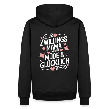 Zwillingsmama Zwillings Mutter, Mama von Zwillinge - Männer Premium Bio Hoodie - Schwarz - Hinten - Nico (187cm)
