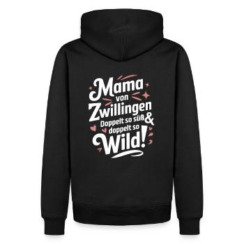 Mama von Zwillingen Zwillingsmama Zwillings Mutter - Männer Premium Bio Hoodie - Schwarz - Hinten - Nico (187cm)