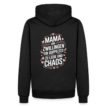 Mama von Zwillingen Zwillingsmama Zwillings Mutter - Männer Premium Bio Hoodie - Schwarz - Hinten - Nico (187cm)