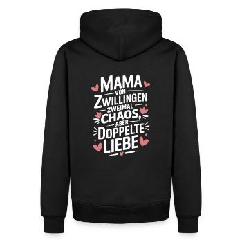 Mama von Zwillingen Zwillings Mutter Zwillingsmama - Männer Premium Bio Hoodie - Schwarz - Hinten - Nico (187cm)