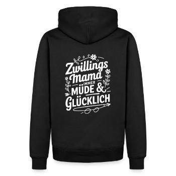 Zwillingsmama Zwillings Mutter, Mama von Zwillinge - Männer Premium Bio Hoodie - Schwarz - Hinten - Nico (187cm)